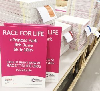 Cancer Research charity board sign printing