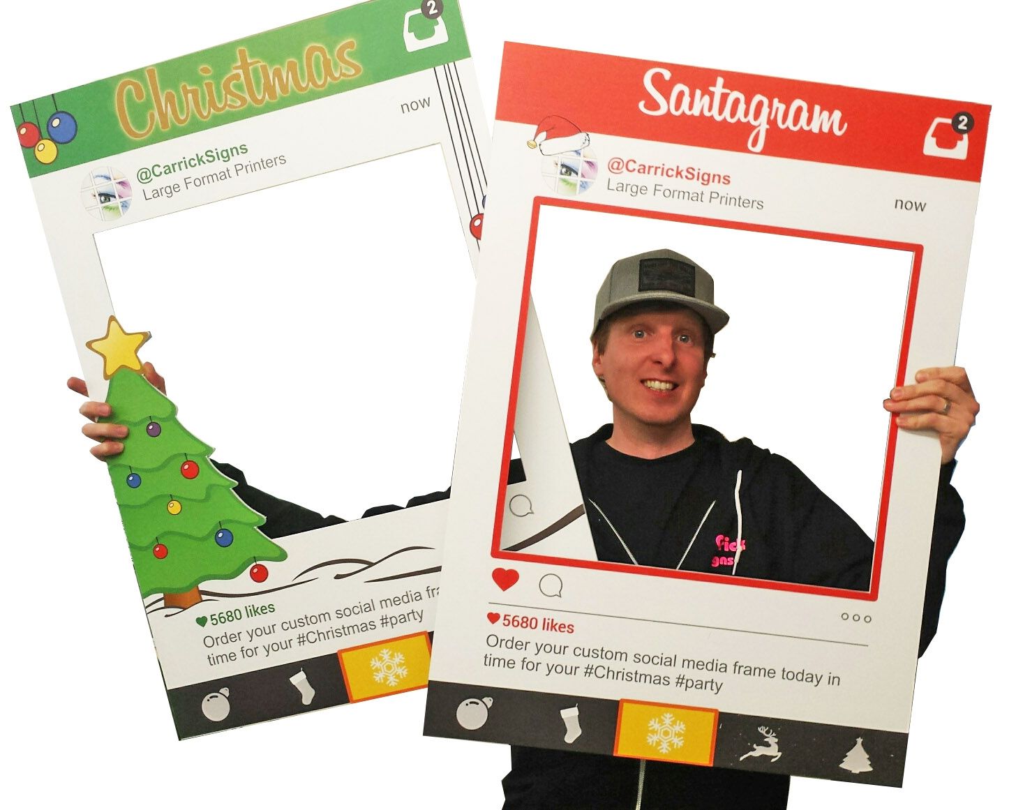 christmas selfie frames - party prop boards